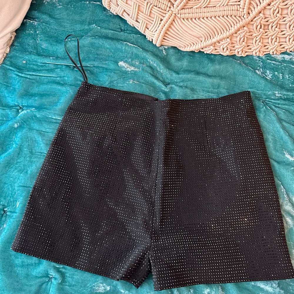Black Rhinestone Shorts
